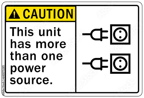 Multiple power source electrical warning sign and labels this unit has more than one power source