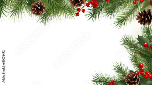 Christmas border with Christmas elements with white copy space