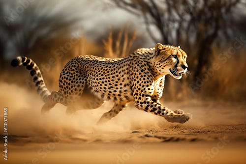 Cheetah sprinting during hunting