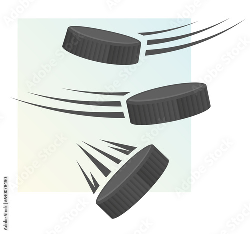Fast Moving Ice hockey Pucks - Stock Illustration