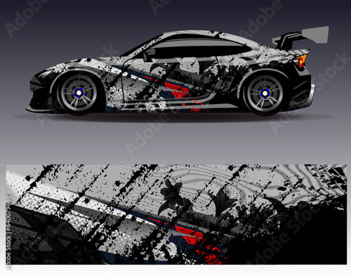 Race car wrap decal designs. Abstract racing and sport background for car livery or daily use car vinyl sticker