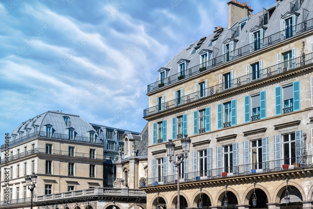 Paris, beautiful buildings in the rue de Rivoli.