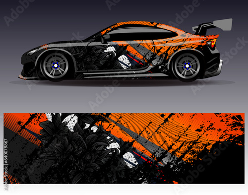 Race car wrap decal designs. Abstract racing and sport background for car livery or daily use car vinyl sticker