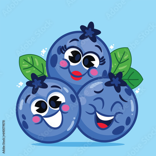 vector hand drawn blueberry cartoon illustration