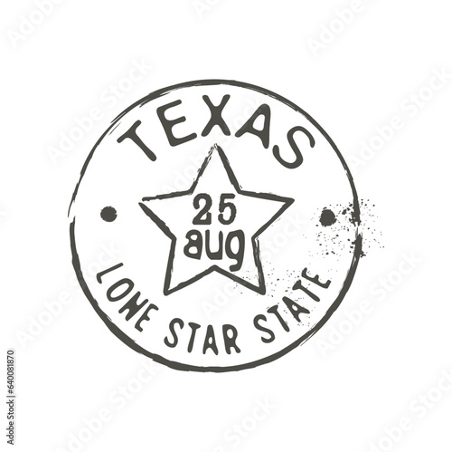Texas state postage and postal stamp. United States of America letter seal, postage Texas state grunge vector imprint or postcard departure country or USA region round mark