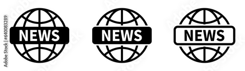 Global news vector icons set. News icons