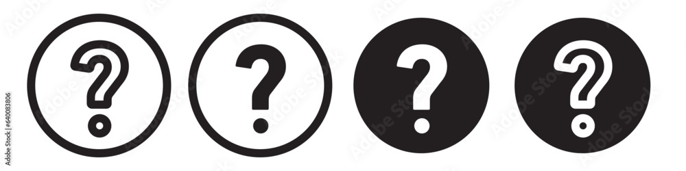 Question mark icon. Web app ui information assistant button symbol use in website. Vector set of faq answer or query solution support mark. Flat outline of round info guide to learn online customer Question mark icon. Web app ui information assistant button symbol use in website. Vector set of faq answer or query solution support mark. Flat outline of round info guide to learn online customer