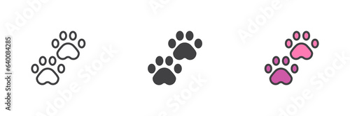 Paw print different style icon set