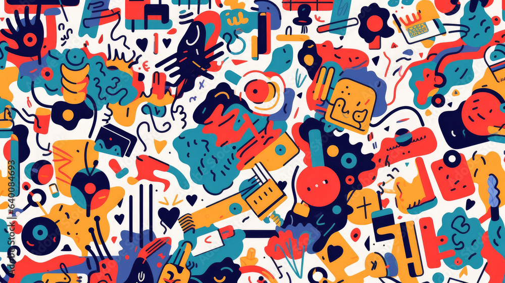 Vector doodle art cluttered maximalist pattern Vector doodle art cluttered maximalist pattern