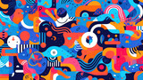 Vector doodle art cluttered maximalist pattern