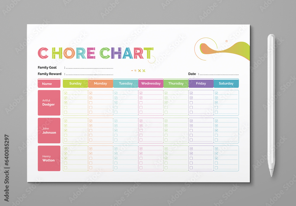 Chore Chart Design Template Stock Template Adobe Stock Chore Chart Design Template Stock Template Adobe Stock
