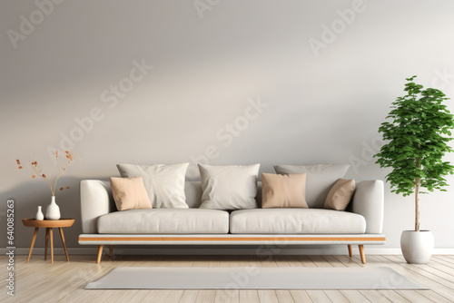 Modern sofa in a living room. Interior design minimalistic composition. © JuanM
