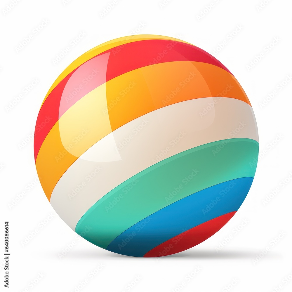 Colorful Beach Ball on White Background AI Generated Colorful Beach Ball on White Background AI Generated