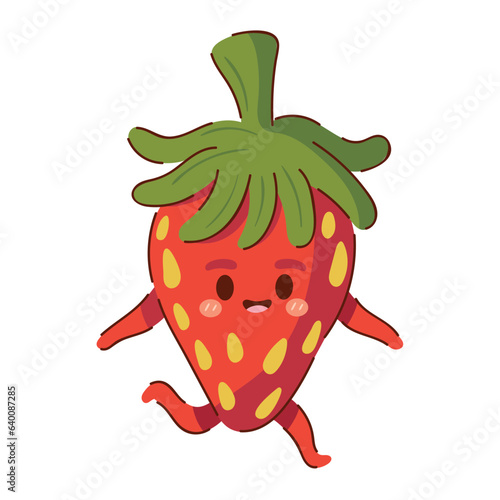 kawaii strawberry fruit cartoon icon