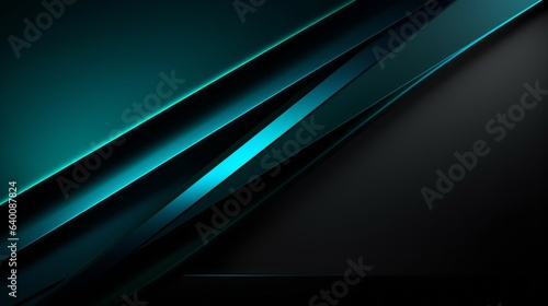 Corporate modern dark blue and grey abstract background. Color gradient. Geometric shape. Lines, stripes at different angles. 3d effect. Futuristic. Web banner. Wide. Panoramic design. Generative AI