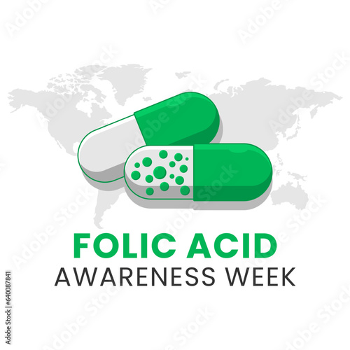 Vector graphic of Green pill cartoon illustrations suitable for folic acid awareness week