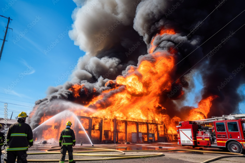 Photo of a massive fire engulfing a building