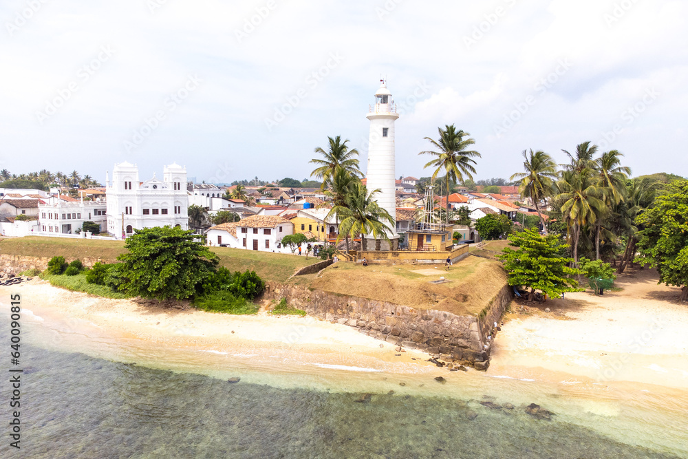 Aerial drone Photo of colonial Galle Fort at the ocean in Southern Sri Lanka