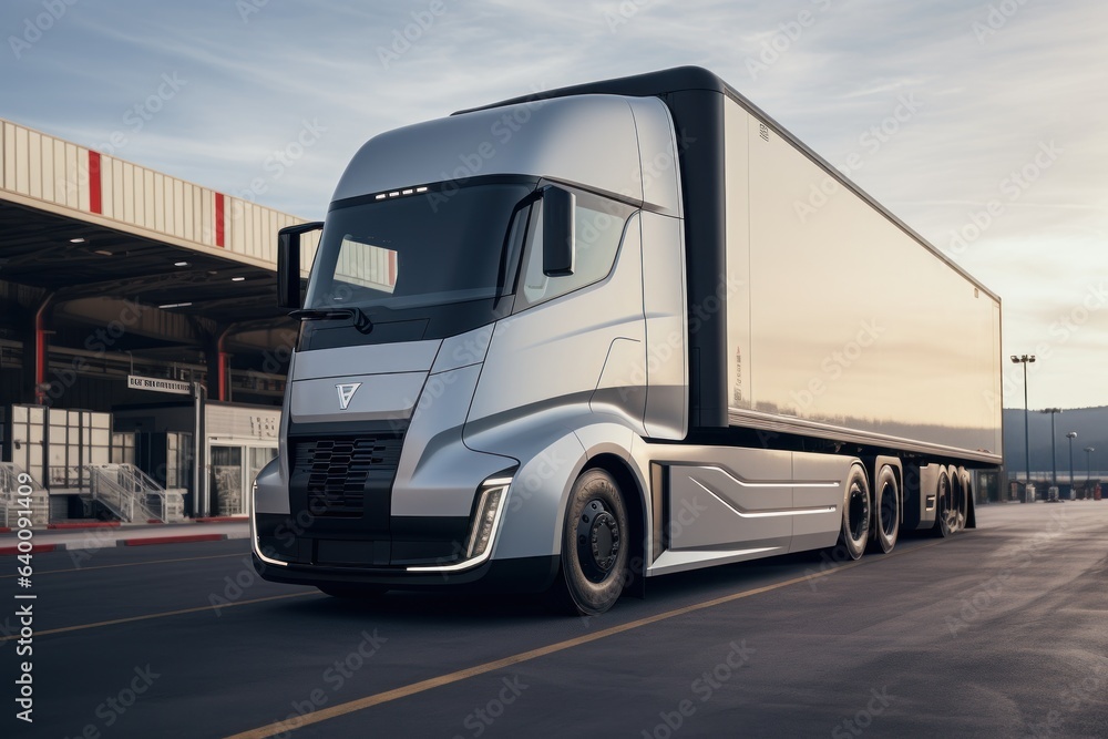 Front view of self-driving electric truck Front view of self-driving electric truck