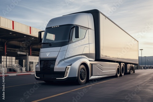 Front view of self-driving electric truck
