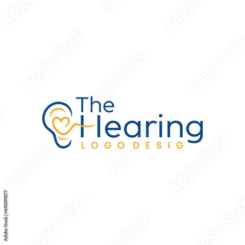 the hearing logo design. Vector illustration abstract ear and wave. modern logo design vector icon template