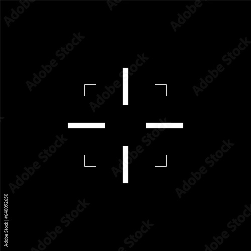 Cyberpunk style cross target. Futuristic GUI cross target, aim, sight, HUD reticle, cyberpunk aesthetics, futuristic interface. A vector cyber style design element.
