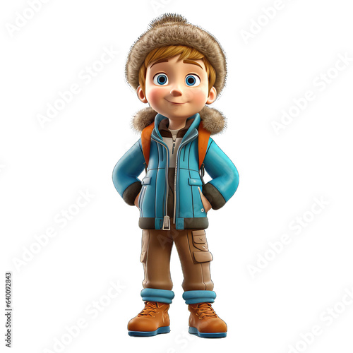 3D cartoon character a cute little boy, Isolated transparent background png