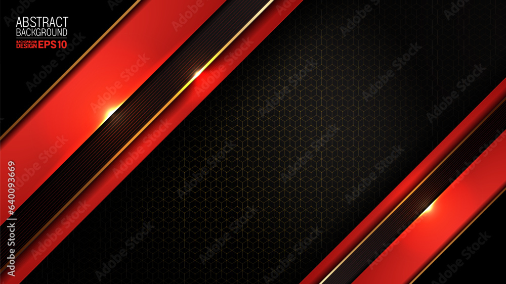 Abstract Gold Black and Red Polygon, Glow Lines on Dark Steel Mesh Background, Modern Technology Innovation Concept, Dynamic Geometric Composition. Abstract Gold Black and Red Polygon, Glow Lines on Dark Steel Mesh Background, Modern Technology Innovation Concept, Dynamic Geometric Composition.