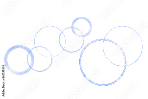 ブルーの輪、円形の重なり、和風　（アブストラクト）背景は透明
