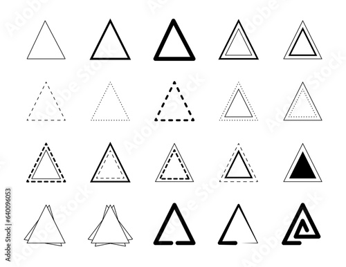 Triangles shape collection. Vector design.