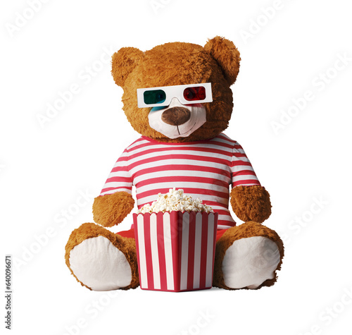 Konstfotografi Cute teddy bear watching movies