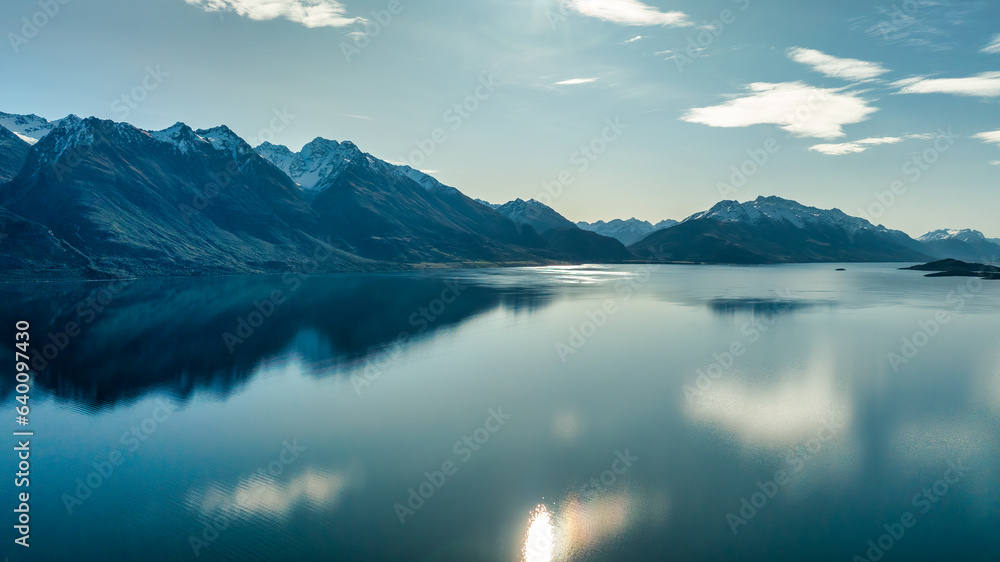 Lake Wakatipu in late afternoon on a very calm day