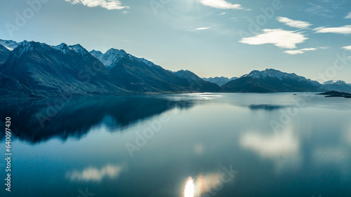 Lake Wakatipu in late afternoon on a very calm day