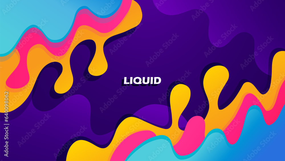 Abstract flowing liquid shapes. Bright color splashes. Vibrant color gradients. Dynamic colored waves. Vector illustration.