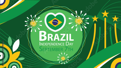 Brazil Independence Day vector banner design. Happy National Brazil Independence Day modern minimal graphic poster illustration.