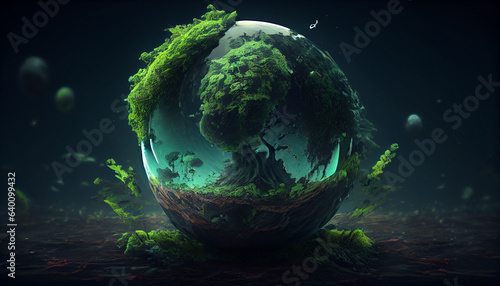Green planet earth and Green planet concept  earth in space Ai generated image  