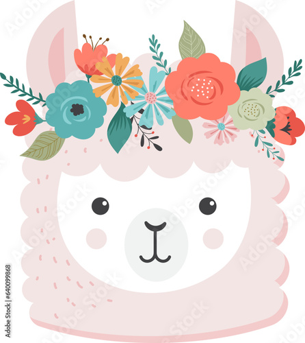 Cute baby sheep in a flower crown