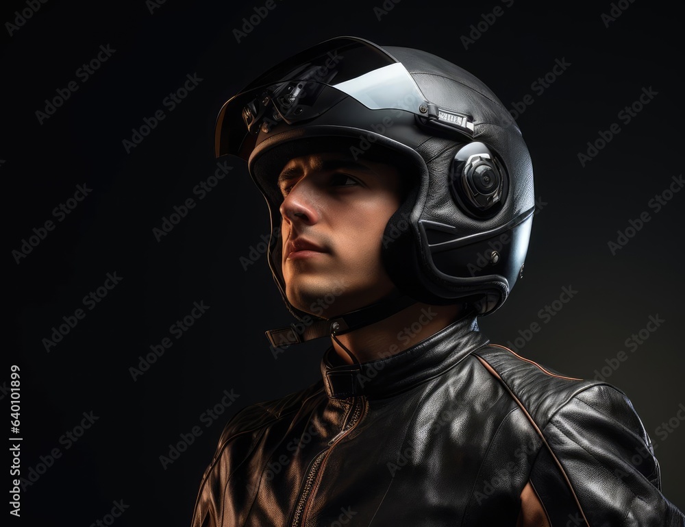 Biker in a modern helmet