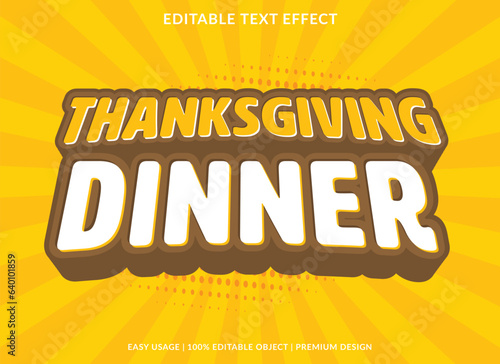 thanksgiving dinner text effect template design with 3d style use for business brand and logo