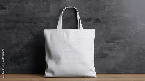 Mockup white bag on blank wall 