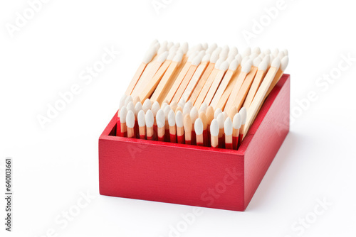 Matchbox with wooden matches isolated on white background