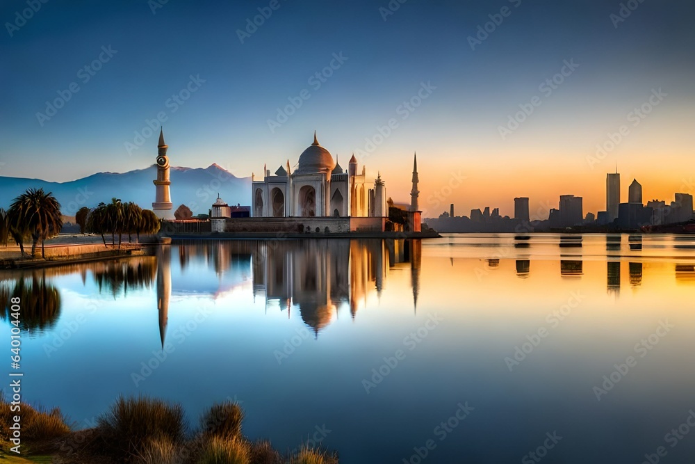 reflection of the mosque 