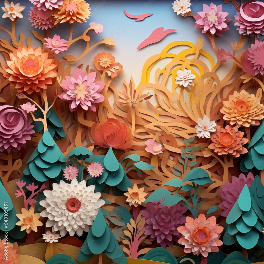 Chrysanthemum Flowers Paper Art #1 Generative AI Chrysanthemum Flowers Paper Art #1 Generative AI
