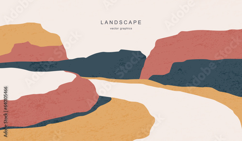 Modern landscape in a minimalist style. Contemporary aesthetic poster. Vector poster