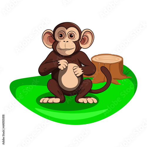 Photography Illustration of a monkey in the forest, vector illustration.
