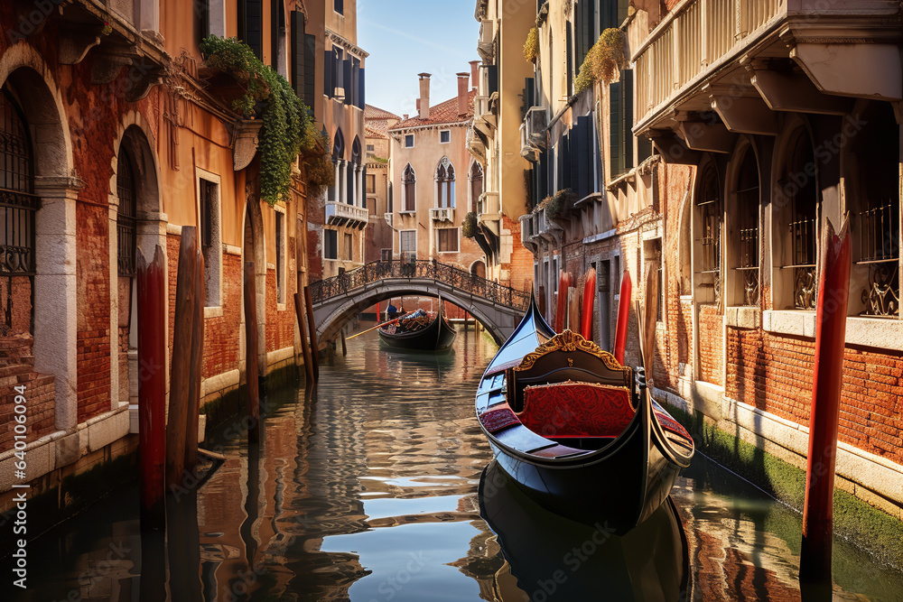 A tranquil gondola ride through the narrow canals of Venice.