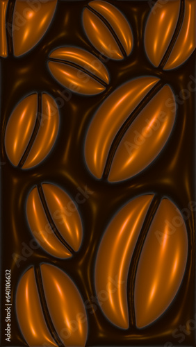 Background with coffee beans in 3D effect