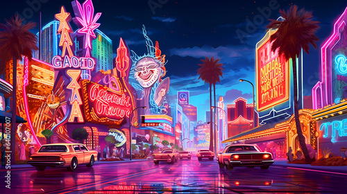 Illustration of a beautiful view of Las Vegas, USA