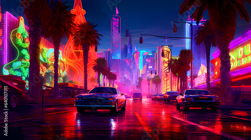 Illustration of a beautiful view of Las Vegas, USA