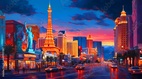 Illustration of a beautiful view of Las Vegas, USA